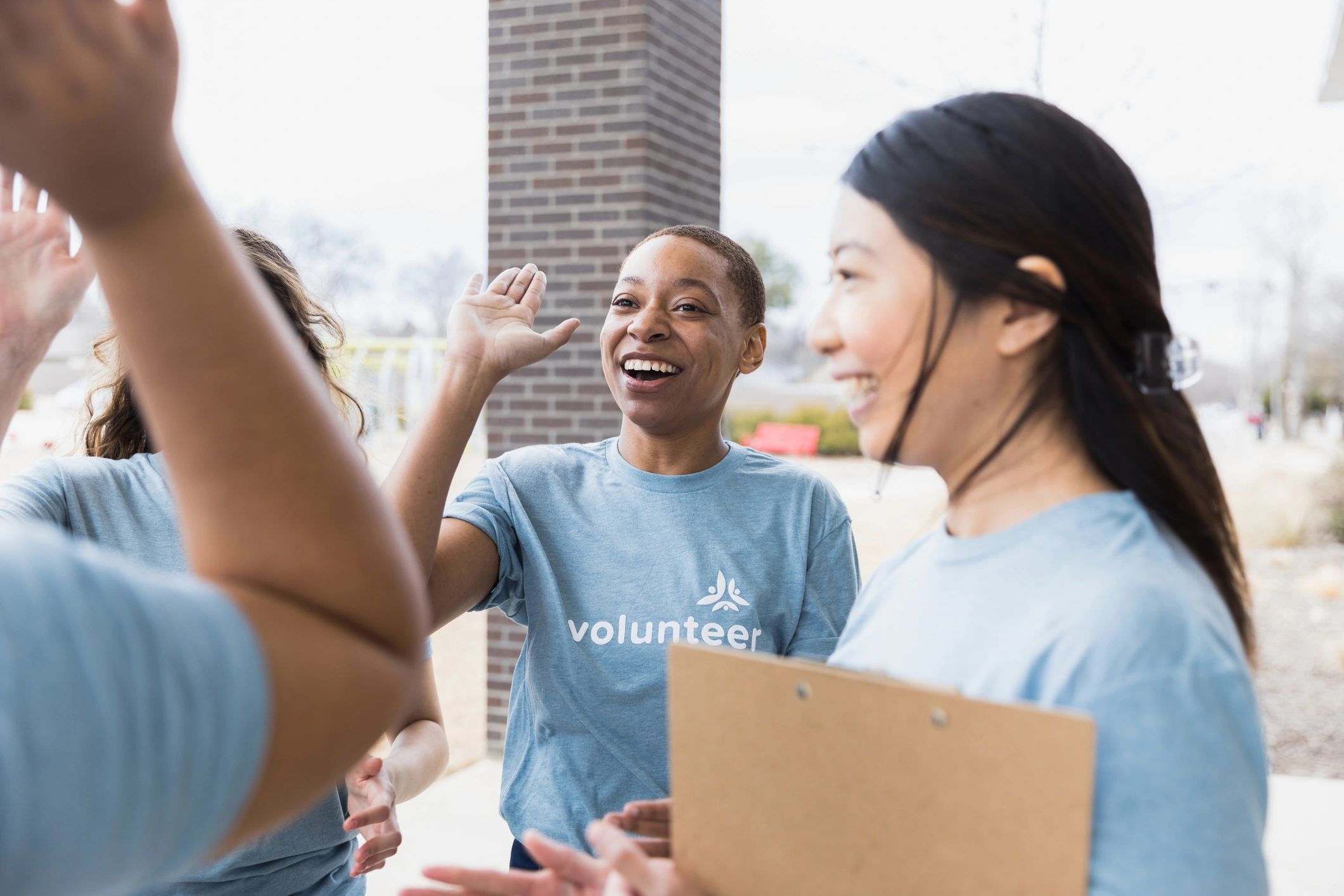 Young adults celebrating together