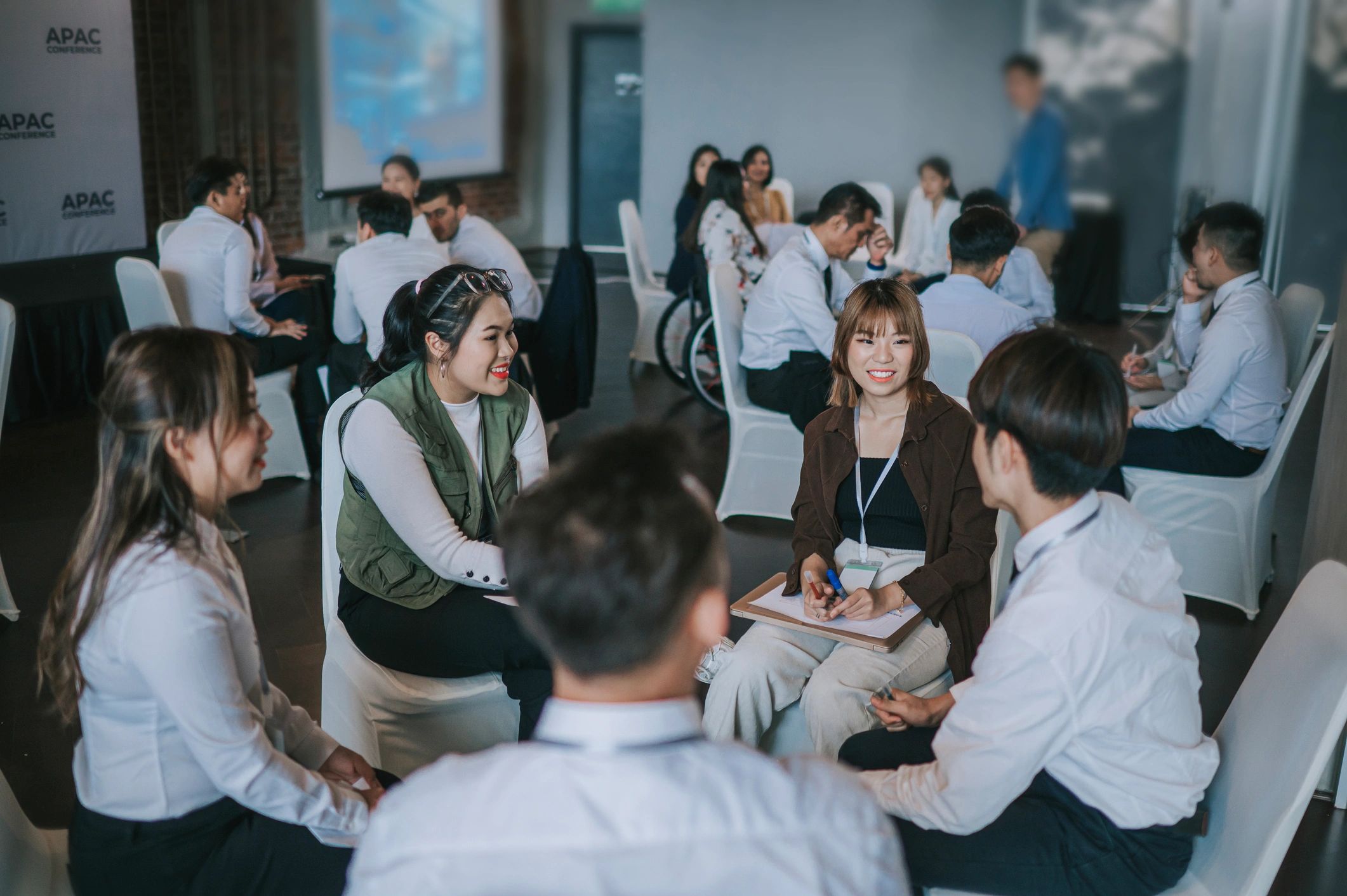 Workshop participants discussing ideas together
