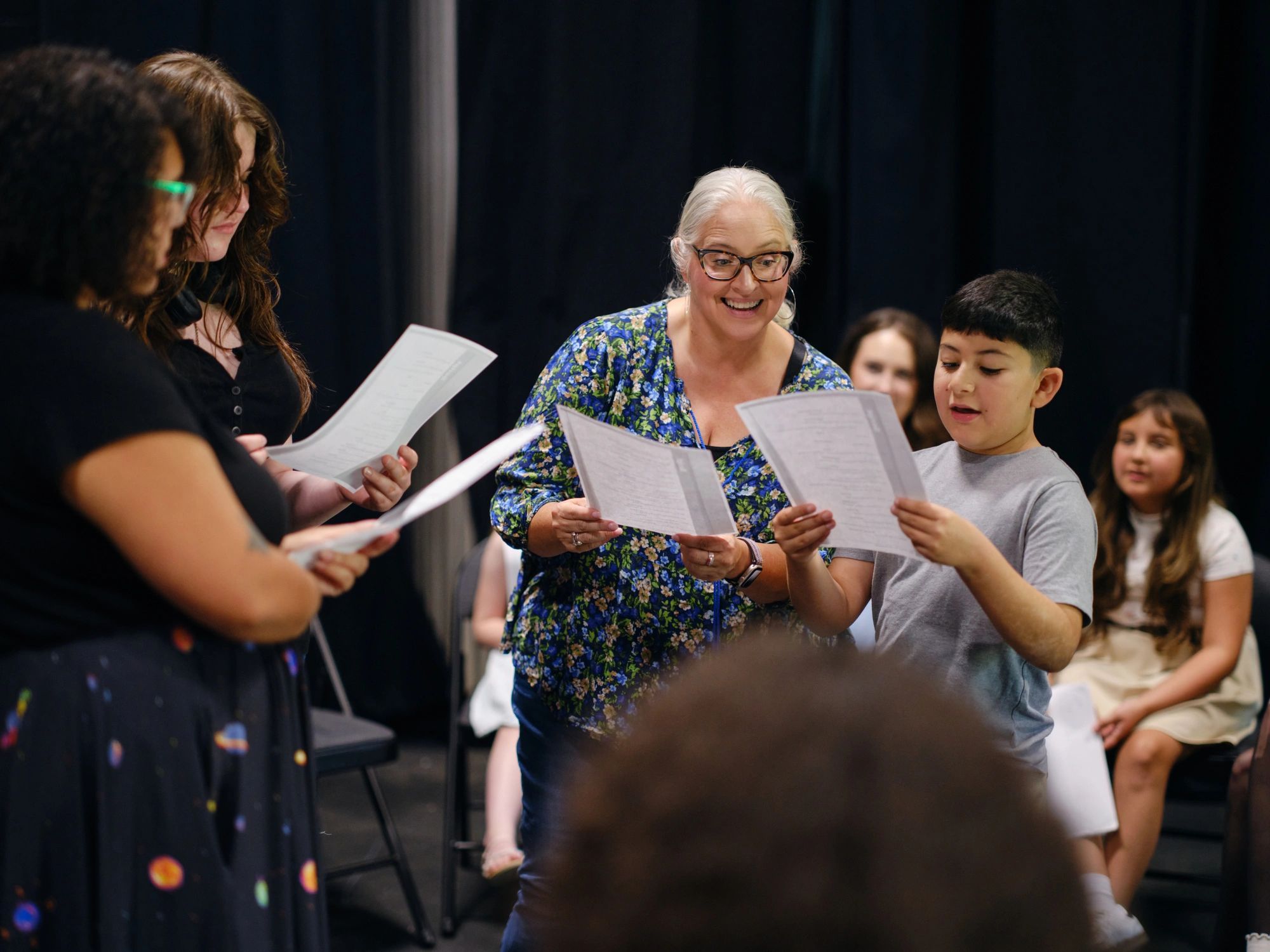 Creative arts group rehearsing together